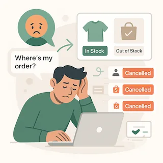 Inventory mistake illustration showing confused person with wrong stock numbers